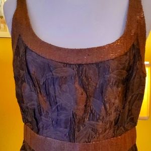 CARMEN MARC VALVO Evening Dress & mesh jacket, size 8, gold metallic, sleeveless